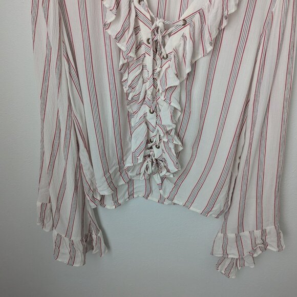 NWT American Eagle  Women's Striped Flowy Belle Sleeve Top, Medium - Picture 3 of 7